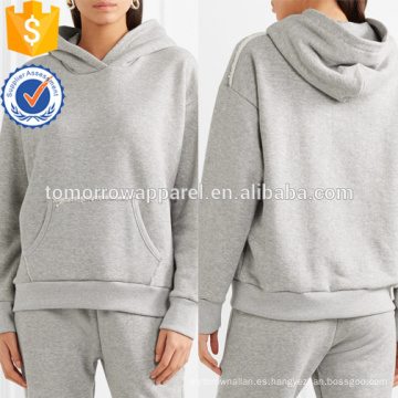 Sudaderas con capucha gris del estilo de Terry del algodón OEM / ODM Manufacture Wholesale Fashion Women Apparel (TA7004H)